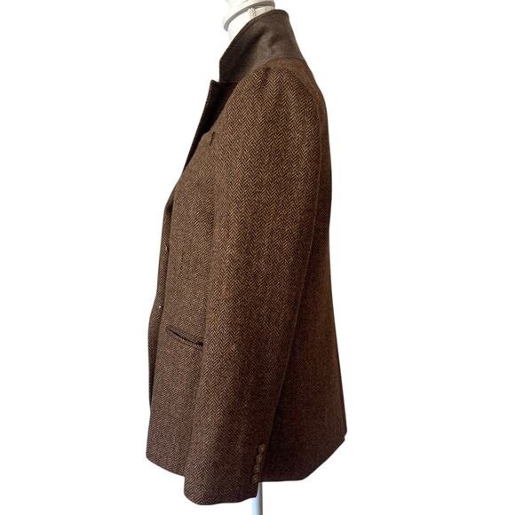 J.Crew Bristol Double Breasted Blazer Jacket Herringbone Wool Brown Size 6 - Picture 8 of 10